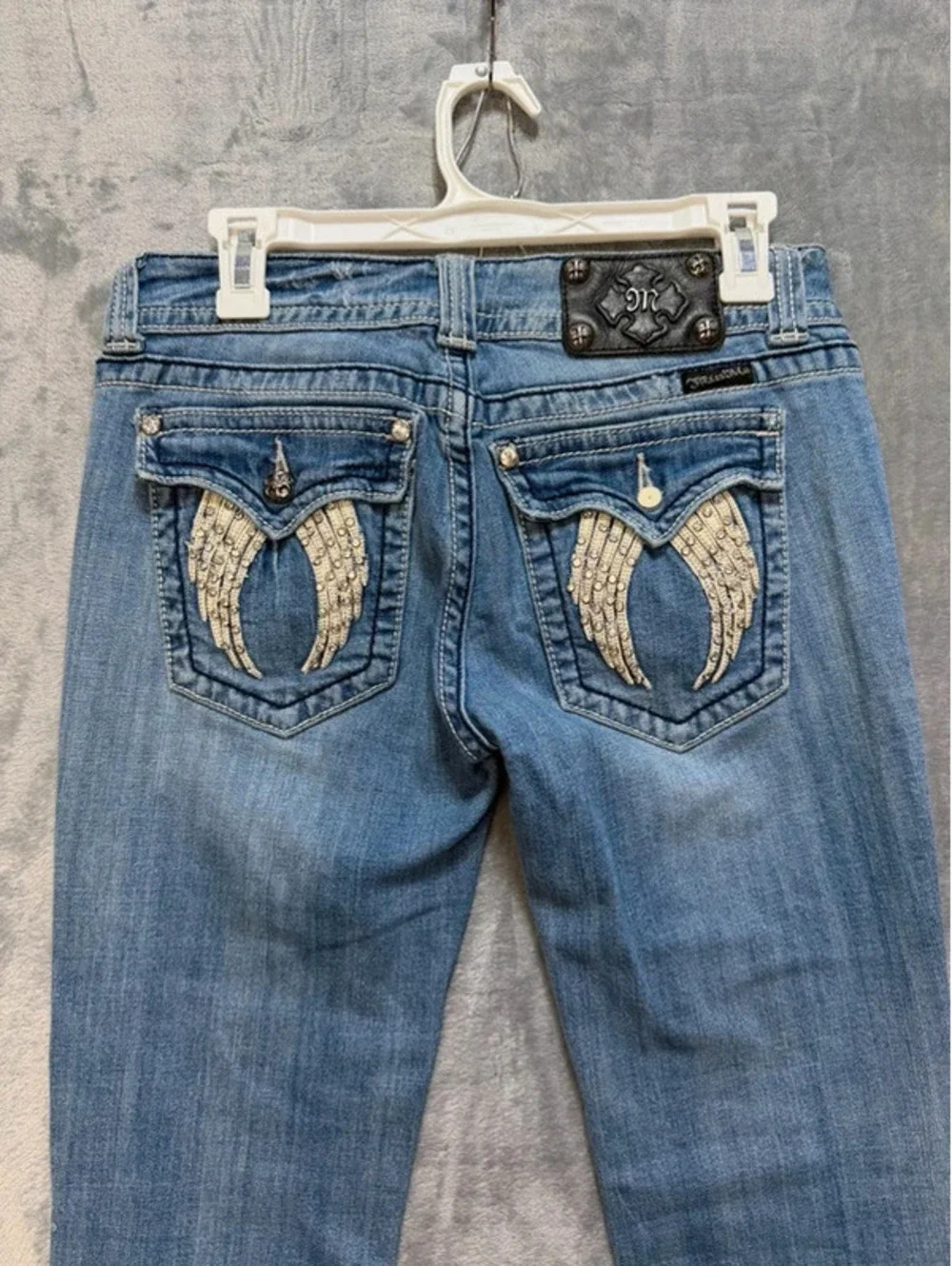 Miss Me Angel Wings Bootcut Jeans Womens Size 30 Distressed Rhinestone JP5082